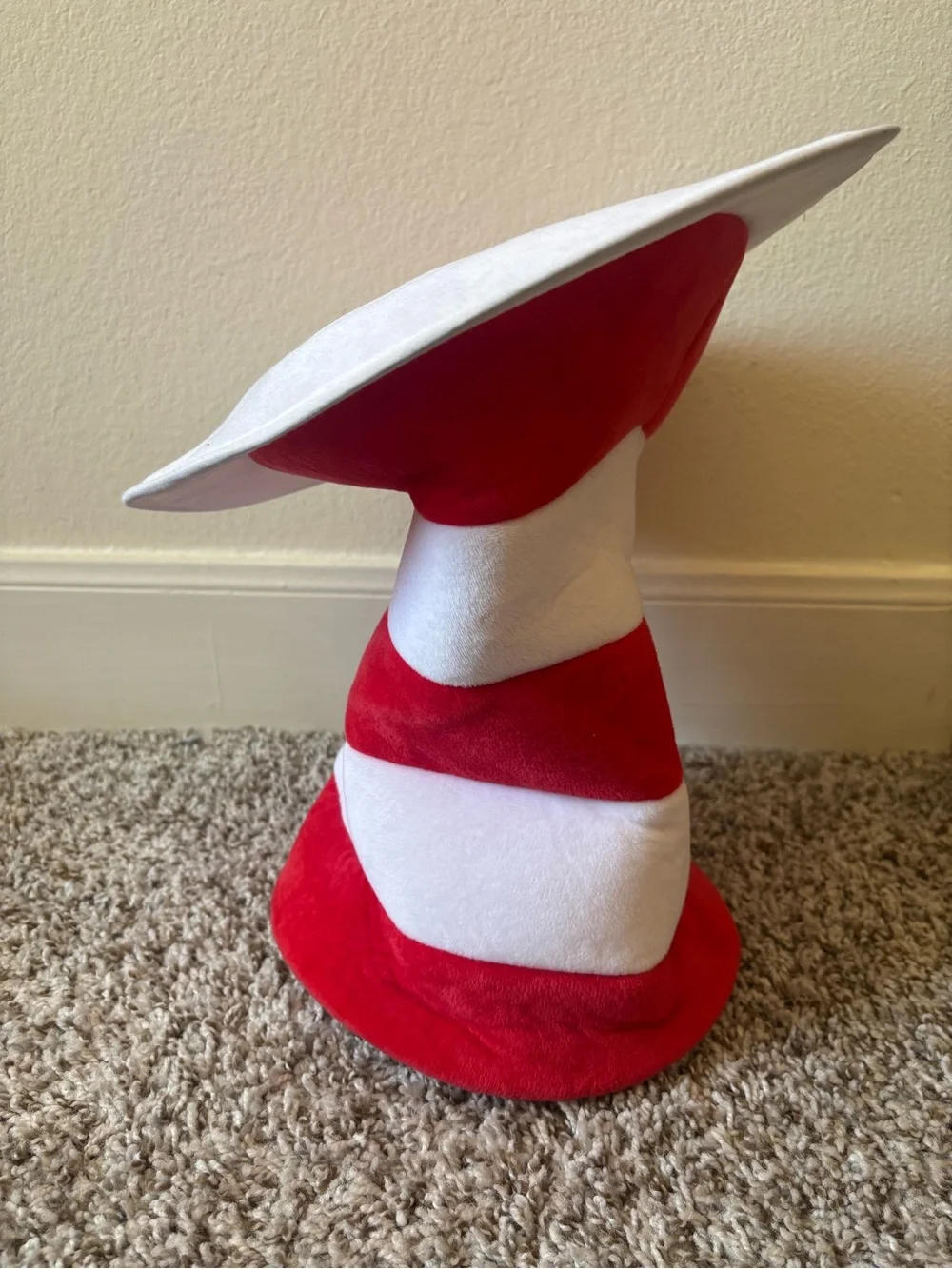 Dr.Seuss Red and White Striped Plush Party Top Hat - Festive Costume Accessory